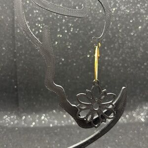 Black and Gold Floral Earrings